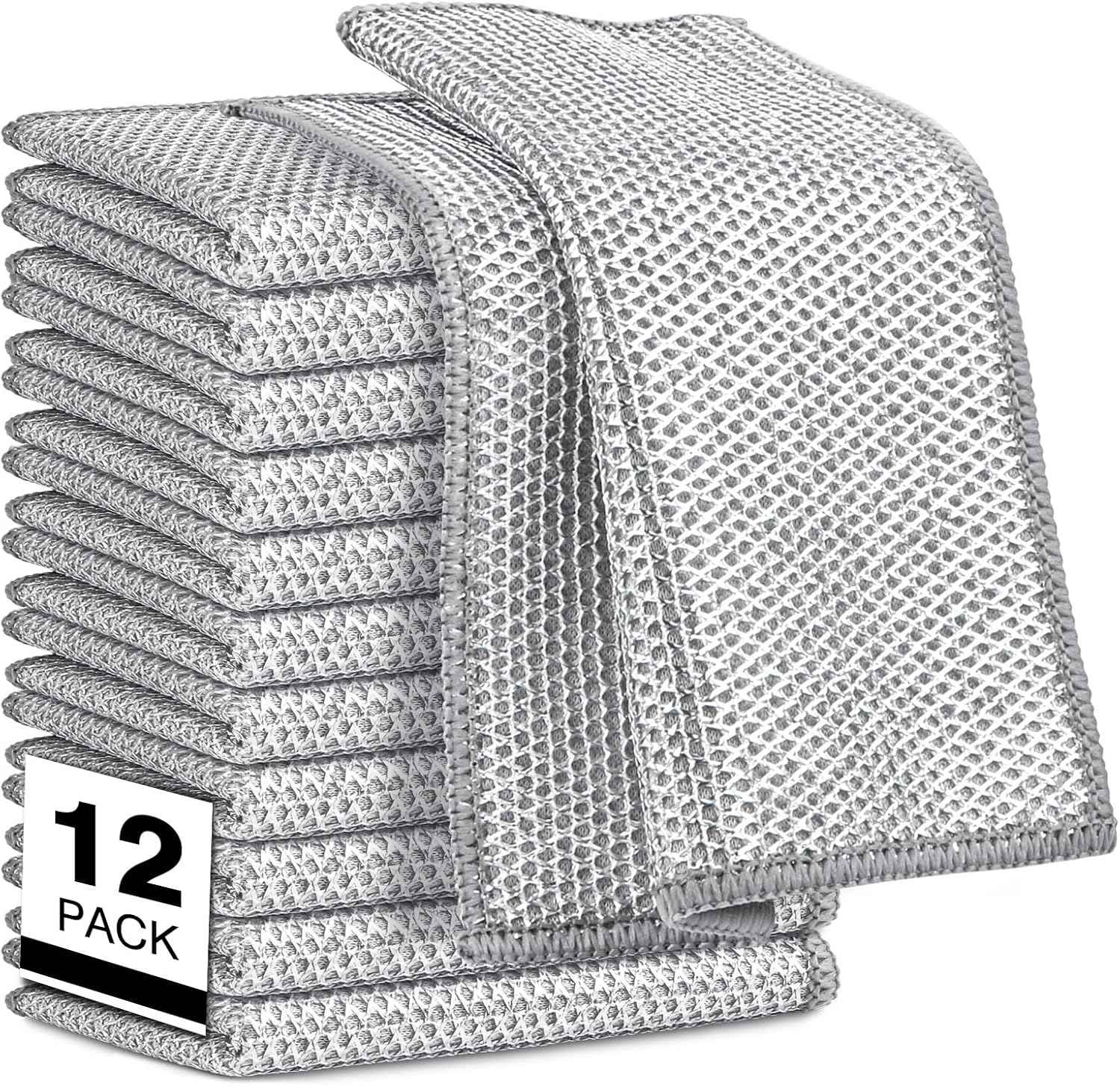 AIDEA Non Scratch Wire Dishcloth 24PK, Wire Dishwashing Rag for Wet and Dry, Washable Dish Rags No Odor, Cleaning Pads Steel Scrubber for Cookware, Sinks, Dishes, Stove Tops, 7"×8"