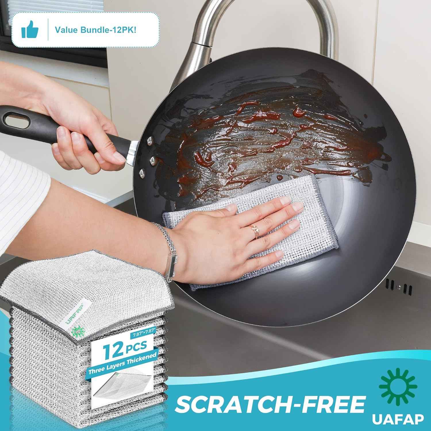 12 PCS Non Scratch Wire Dishcloths for Multi-Surface Cleaning