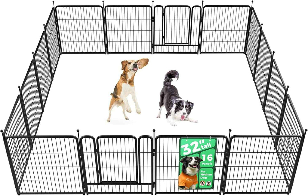 FXW Rollick Unleashed Dog Playpen for Indoor, Yard, RV Camping, 24 inch 8 Panels for Small and Puppy Dogs, Black│Patented