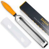 Deiss PRO Citrus Lemon Zester & Cheese Grater — Parmesan Cheese, Lemon, Ginger, Garlic, Nutmeg, Chocolate, Vegetables, Fruits - Razor-Sharp Stainless Steel Blade + Protect Cover - Dishwasher Safe