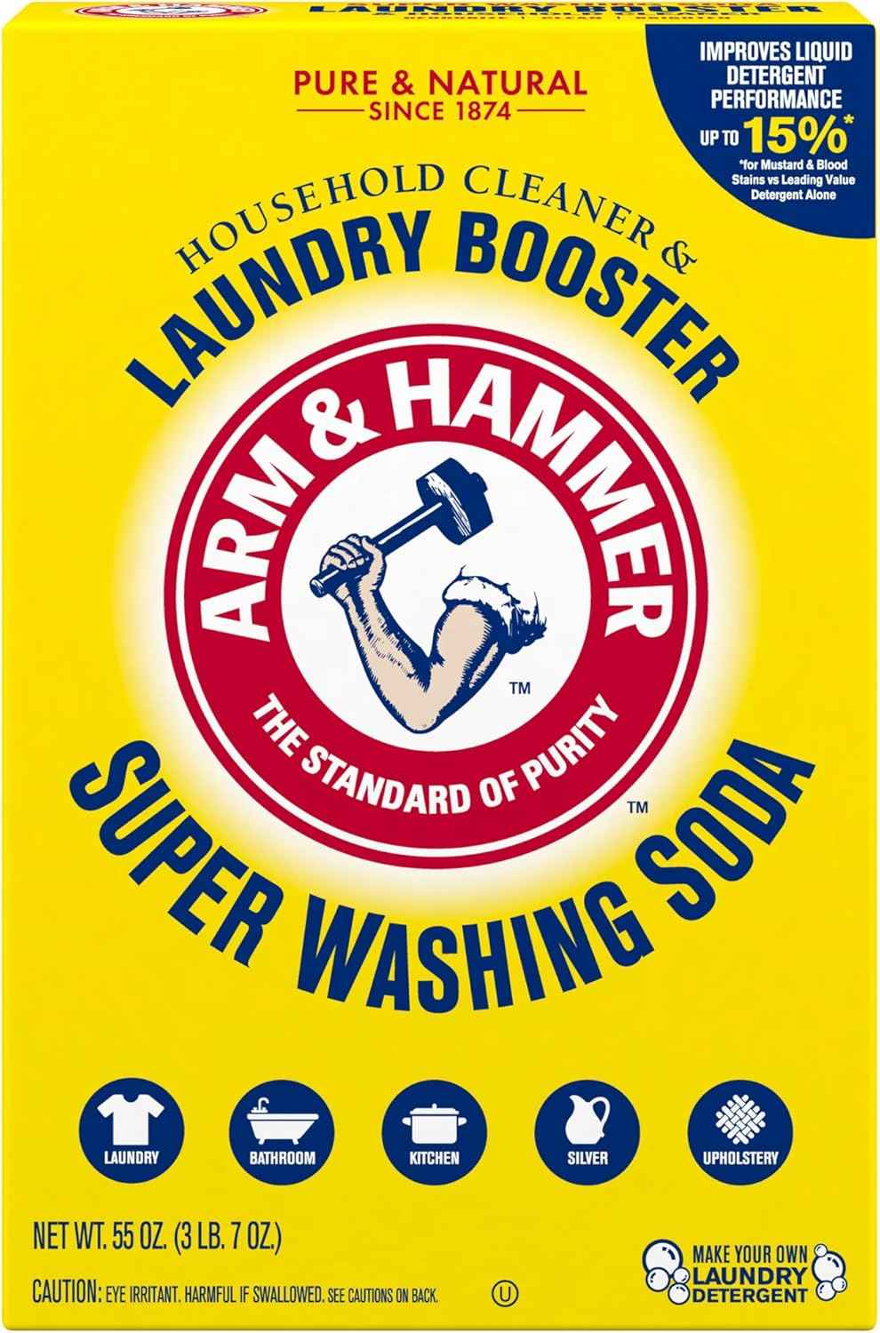 ARM & HAMMER Super Washing Soda, 55 oz Household Cleaner & Laundry Booster