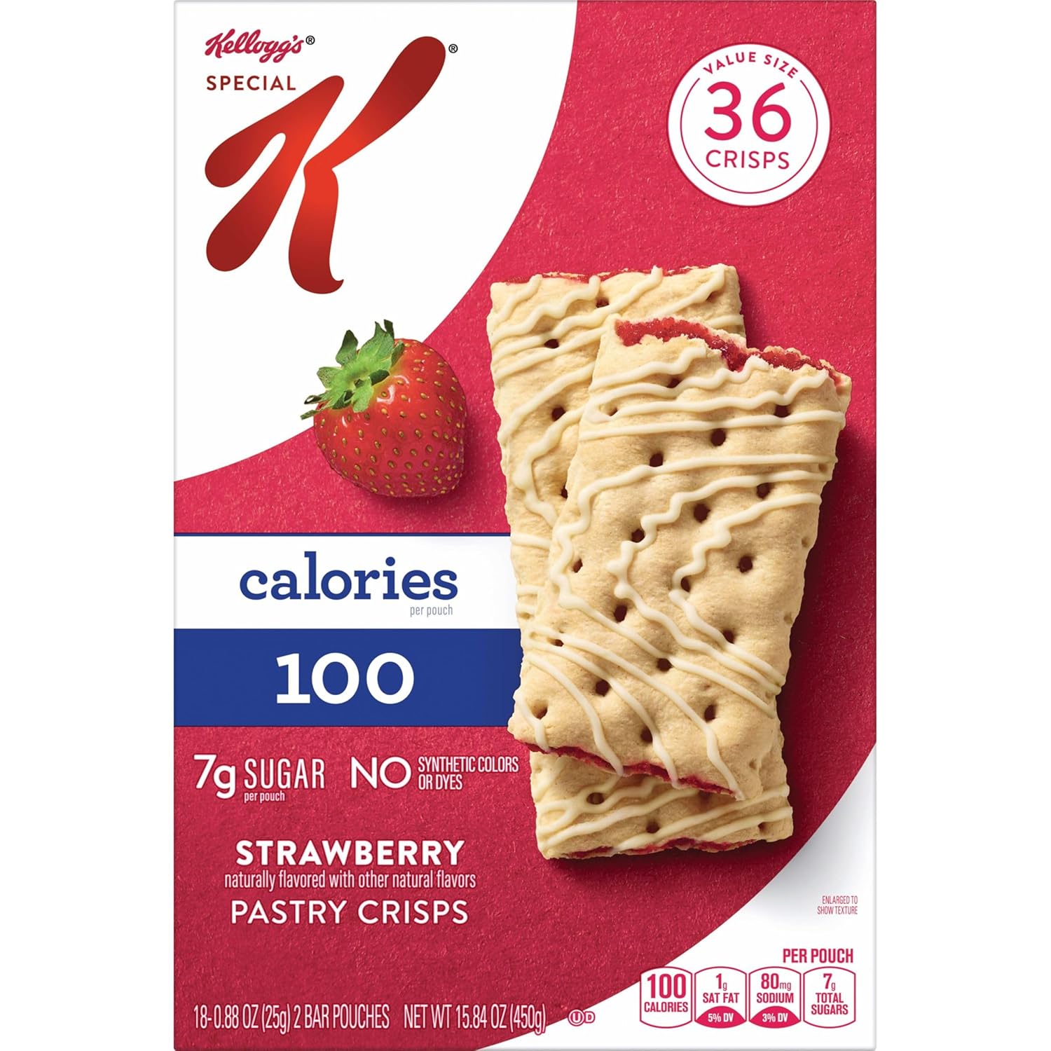 Special K Strawberry Pastry Crisps, 100 Calories, Value Size, 15.84oz Box (36 Crisps)