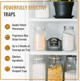 Dr. Killigan's Premium Double Potent Pantry Moth Traps with Pheromones Prime, Sticky Indian Meal Moth Traps for Kitchen, How to Get Rid of Moths in House (6 Pack, Black)