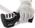 4-in-1 Kitchen Knife Accessories: 3-Stage Knife Sharpener Helps Repair, Restore, Polish Blades and Cut-Resistant Glove (Black)