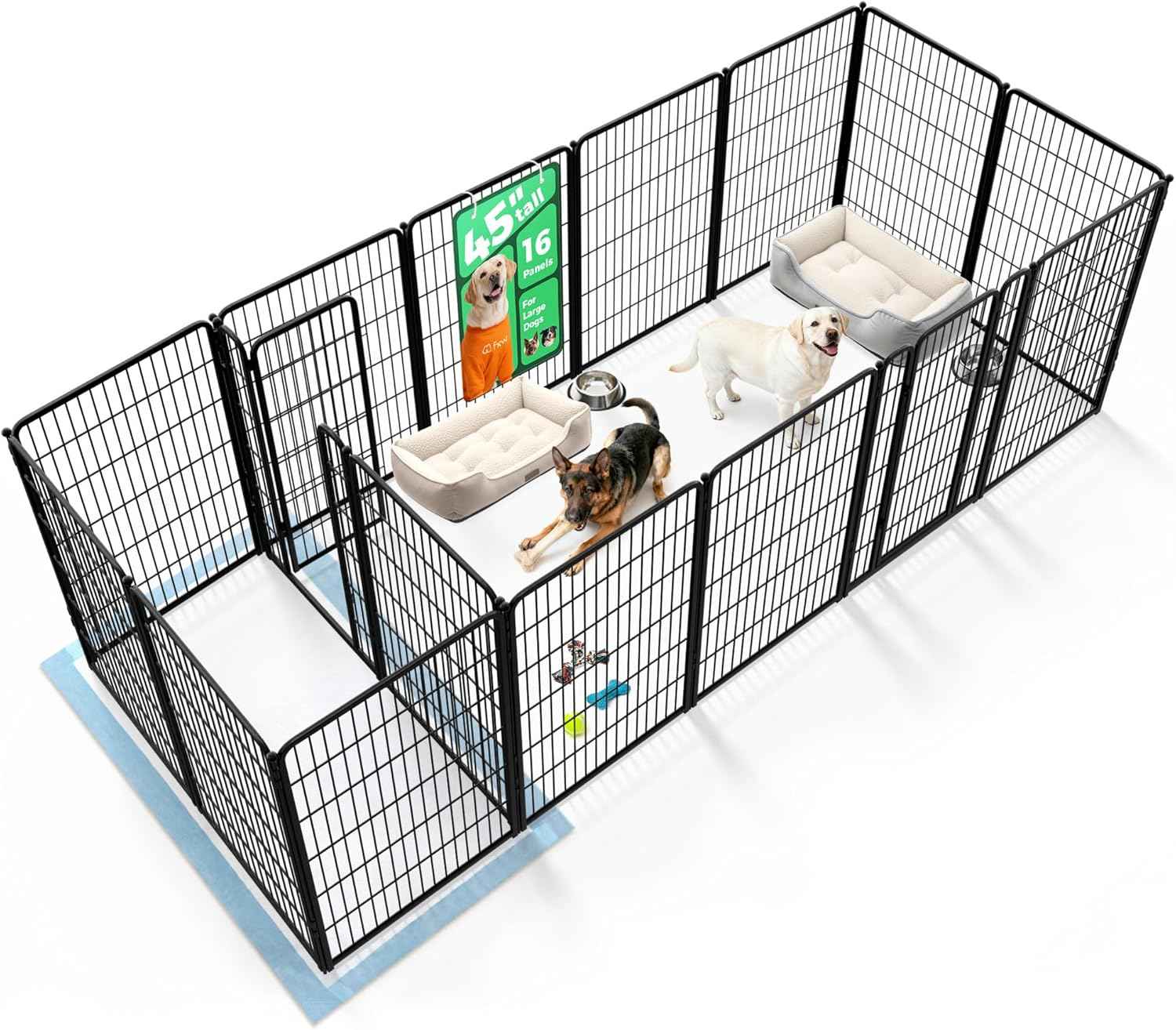 FXW Homeplus Unleashed Indoor Dog Playpen - Stress-Free and Safe Play, Heavy Duty 24 Inch 6 Panels Dog Pen for Puppy and Small Dogs, Black│Patented