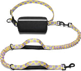 iYoShop hands-free dog leash with zipper pouch and dual padded handles for medium and large dogs (large, 25-120 lbs, black)