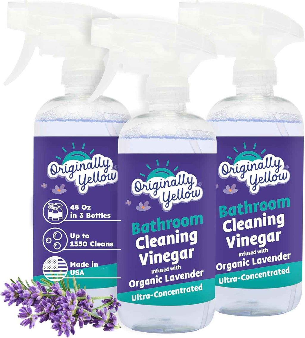 Originally Yellow Plant-Based Kitchen Cleaner | Powered by Natural Vinegar & Infused with Organic Lemon | Multipurpose Kitchen Counter Cleaner Works on Tile, Wood, Granite, & Marble, 16 Fl Oz (3-Pack)