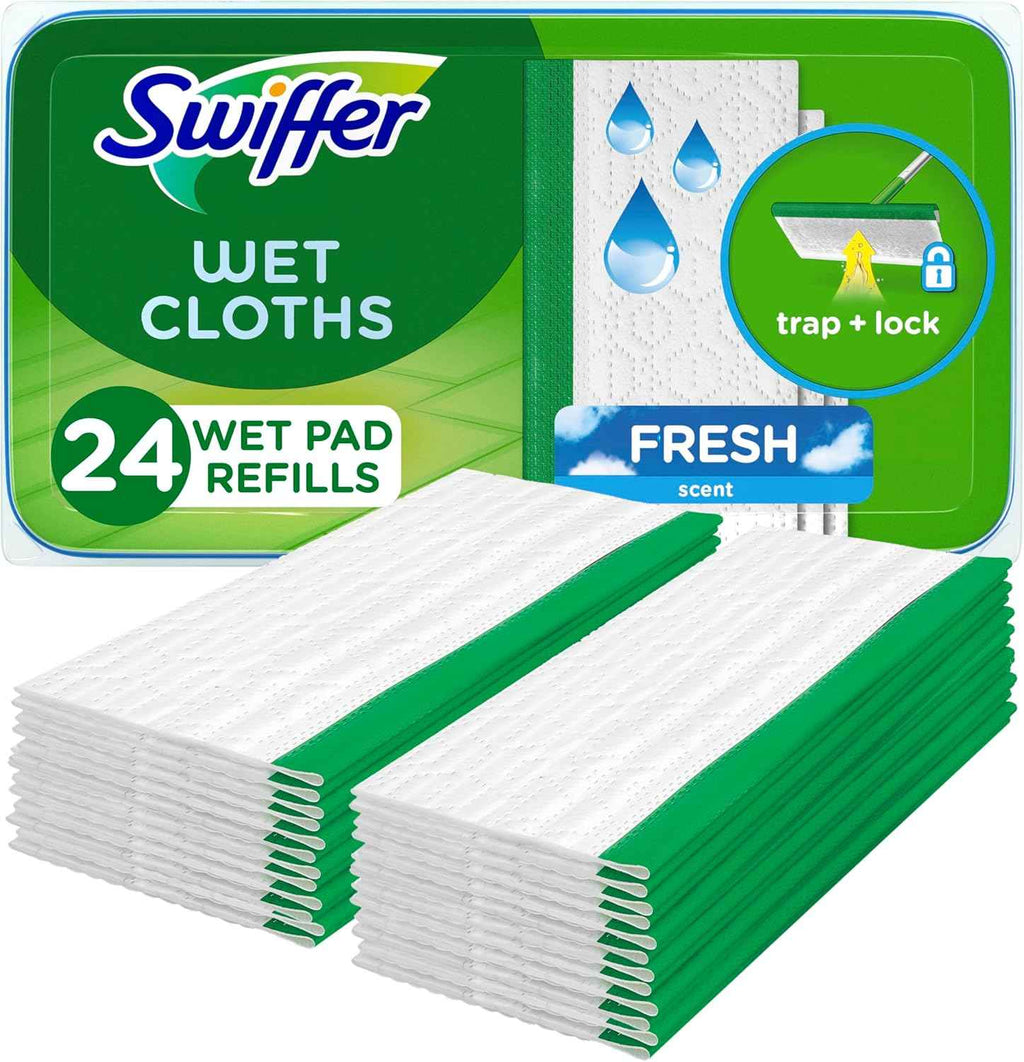 Swiffer Sweeper Wet Mopping Cloths for Floor Cleaning, Open-Window Fresh, 24 Count