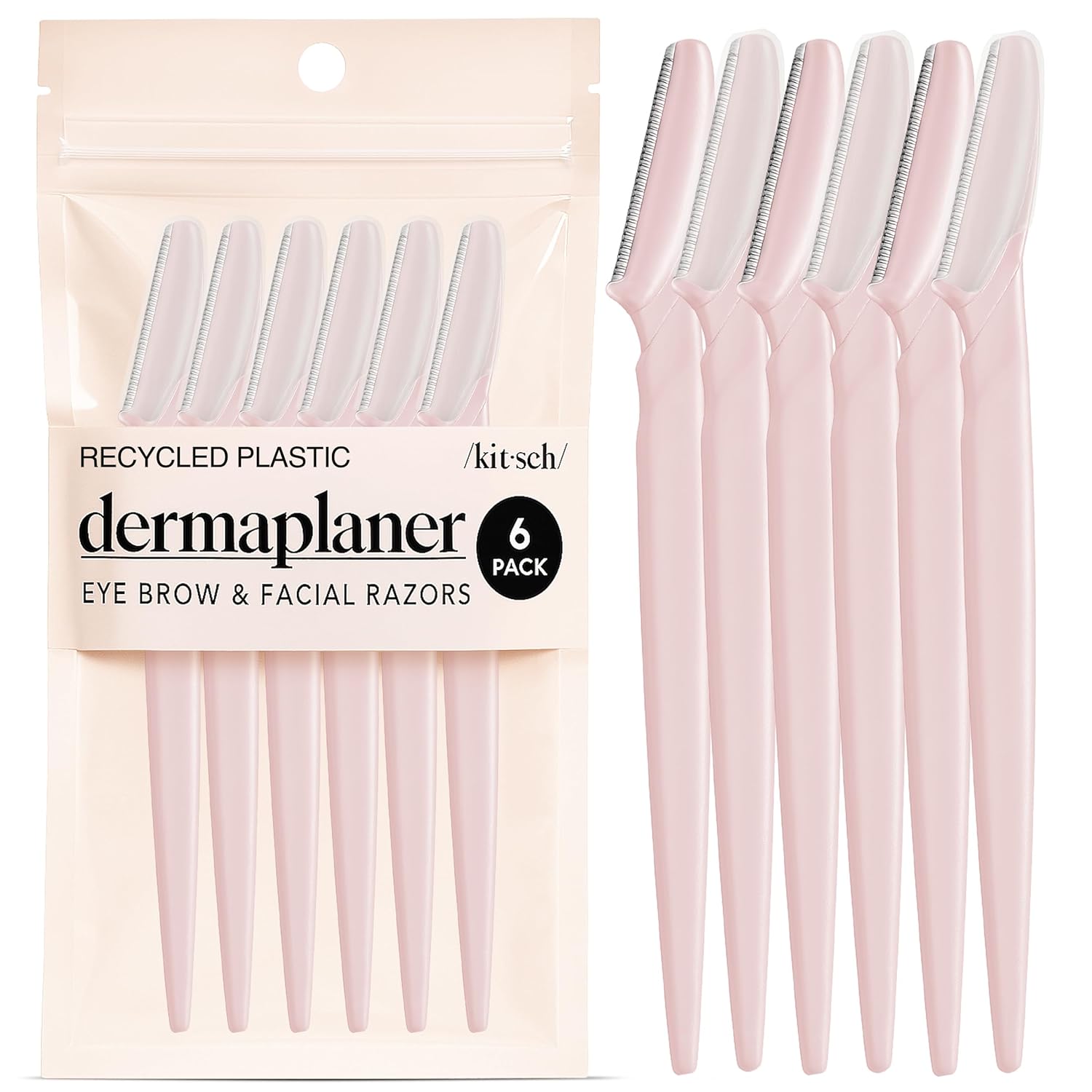 kitsch dermaplane razor for women face - black, 12 pc set - exfoliating facial razor for smoother skin