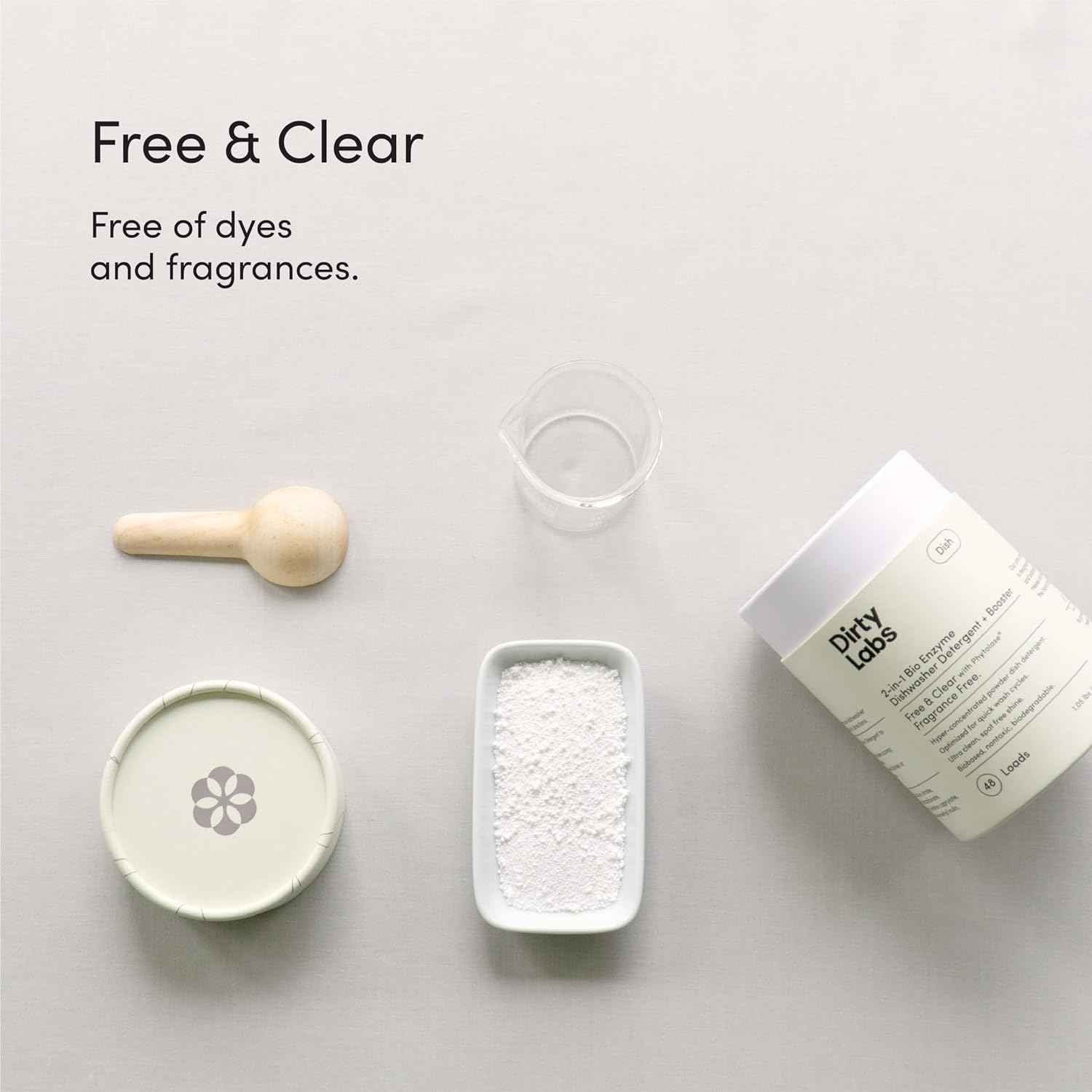 Dirty Labs scent-free dishwasher detergent and booster for ultra clean and spot free results, 48 loads capacity