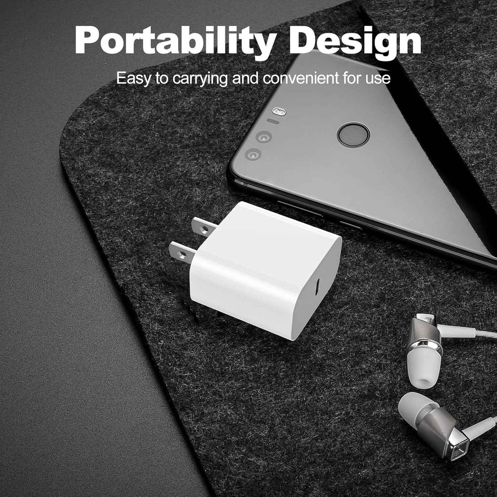 2-pack 20W Apple USB-C wall charger with 6FT USB-C to C cable for iPhone 17/Pro, iPad