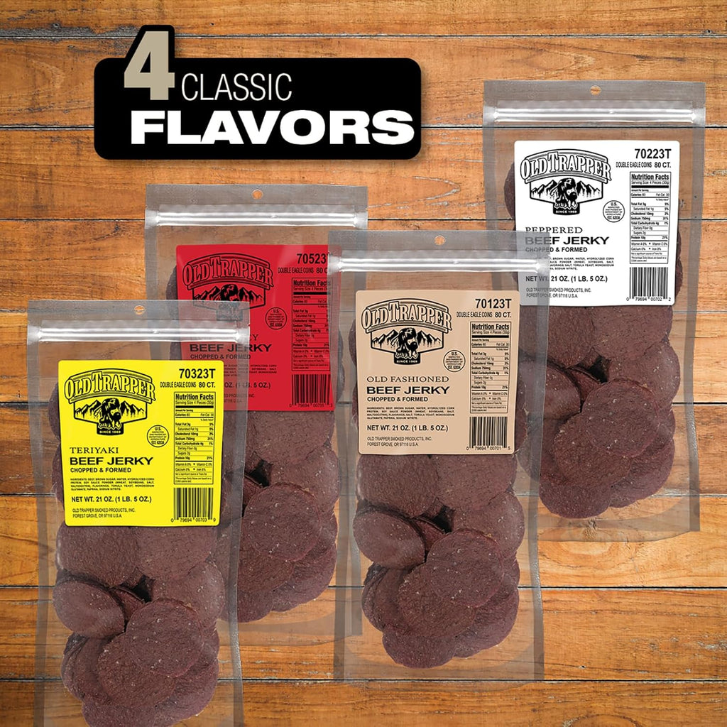 Old Trapper Double Eagle Beef Jerky, 21 Ounce Package, Old-Fashioned Flavor, Delicious Snacks