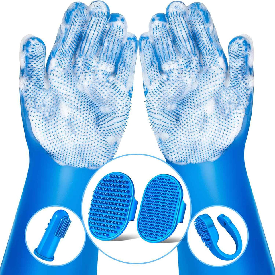 navy blue pet grooming kit for dogs cats and horses dog washing gloves bath brush supplies