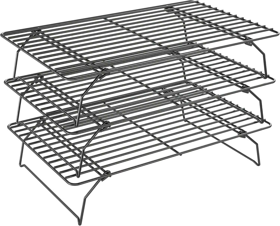 2PCS Cooling Racks for Cooking and Baking - 10" x 15"Heavy Duty Stainless Steel Wire Rack for Baking, Grilling, Roasting - Oven & Dishwasher Safe - Fits Jelly Roll Sheet Pan-Silver
