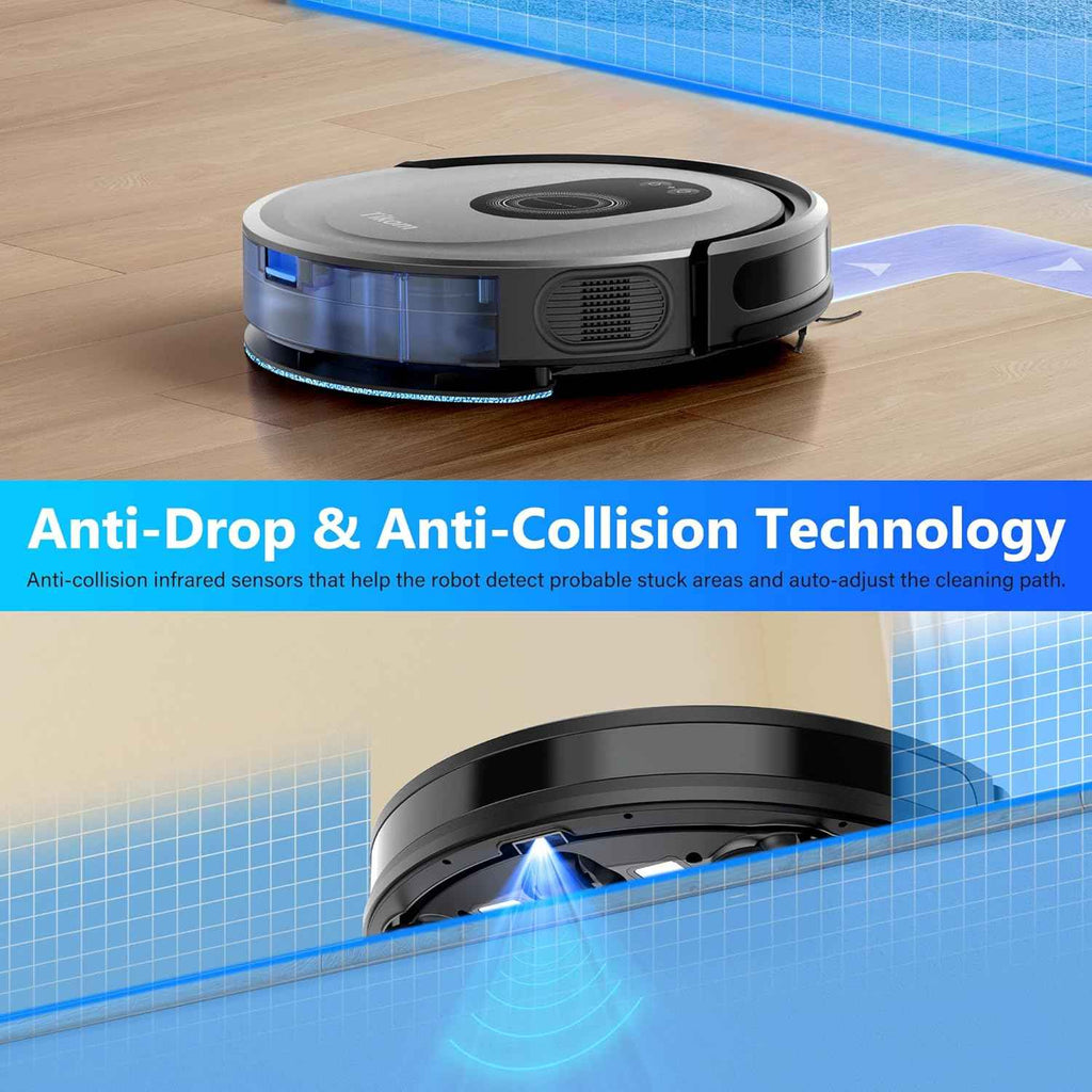 tikom robot vacuum and mop combo, 5000pa robotic vacuum cleaner, 150 min max, app & remote control, ideal for hard floor, carpet, pet hair, self-charge