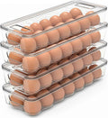 Utopia Home Egg Container With Lid and Handle for Refrigerator Organization- Pack of 2 - Clear Stackable Egg Holder for Kitchen or Pantry Organizers and Storage