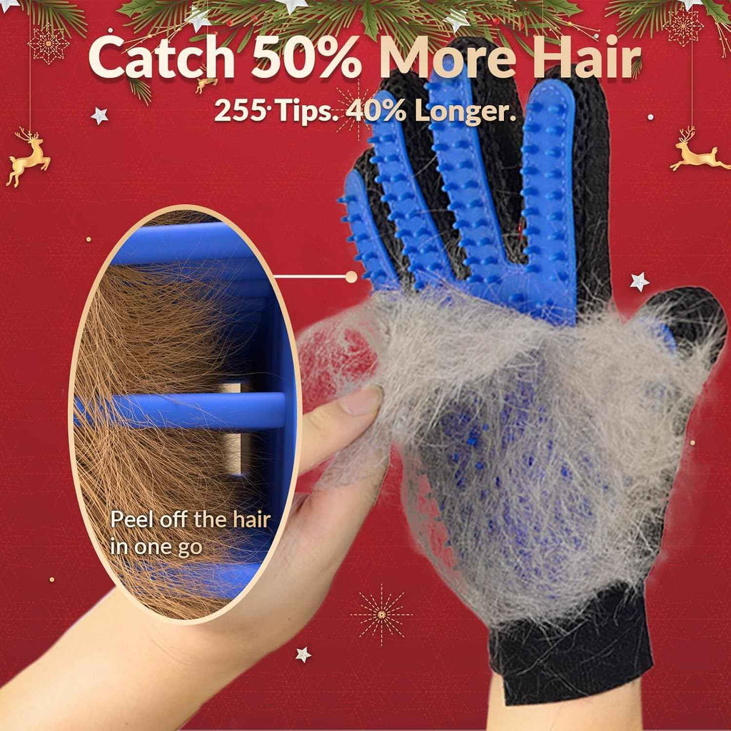Efficient Pet Hair Remover Gloves for Dogs, Cats & Horses - Gentle Shedding Brushes for Long and Short Hair - 1 Pair Blue