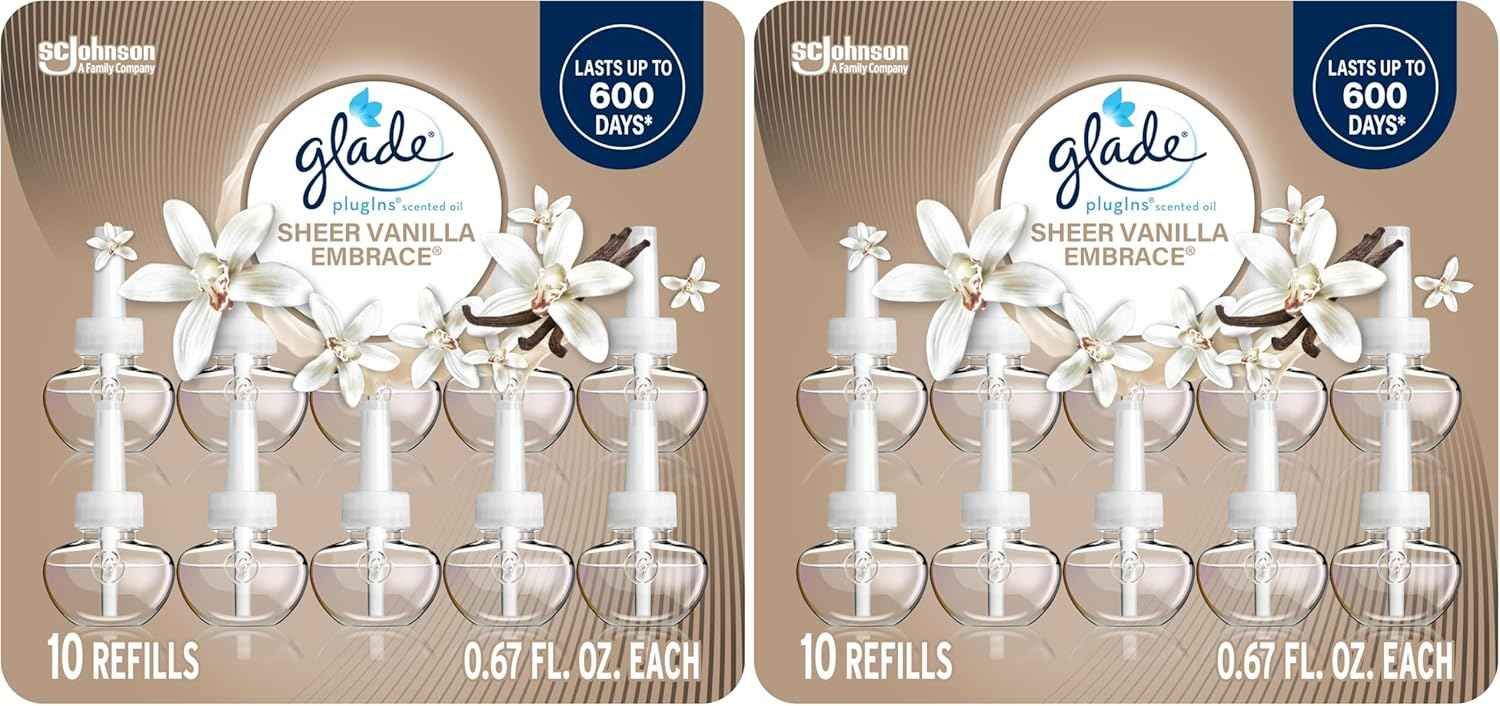 Glade PlugIns Refills Air Freshener, Scented and Essential Oils for Home and Bathroom, Aqua Waves, 6.7 Fl Oz, 10 Count