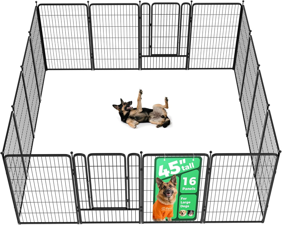 fxw rollick unleashed dog playpen for indoor, yard, rv camping, 24 inch 8 panels for small and puppy dogs, black