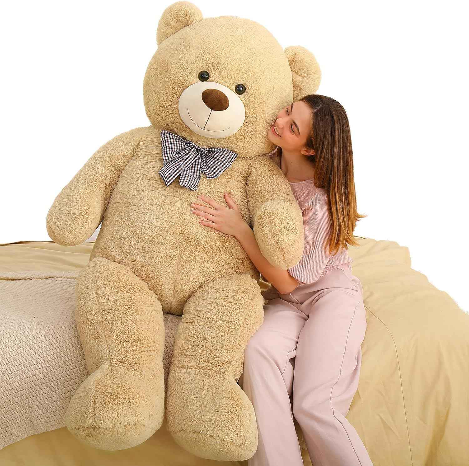 MaoGoLan Giant Teddy Bear 4 Feet,Adorable and Cuddly Big Bear Stuffed Animal 47", Classic Teddy Bear Plush Gift Decoration for Baby Shower,Party,Birthday,Valentines Day,Tan