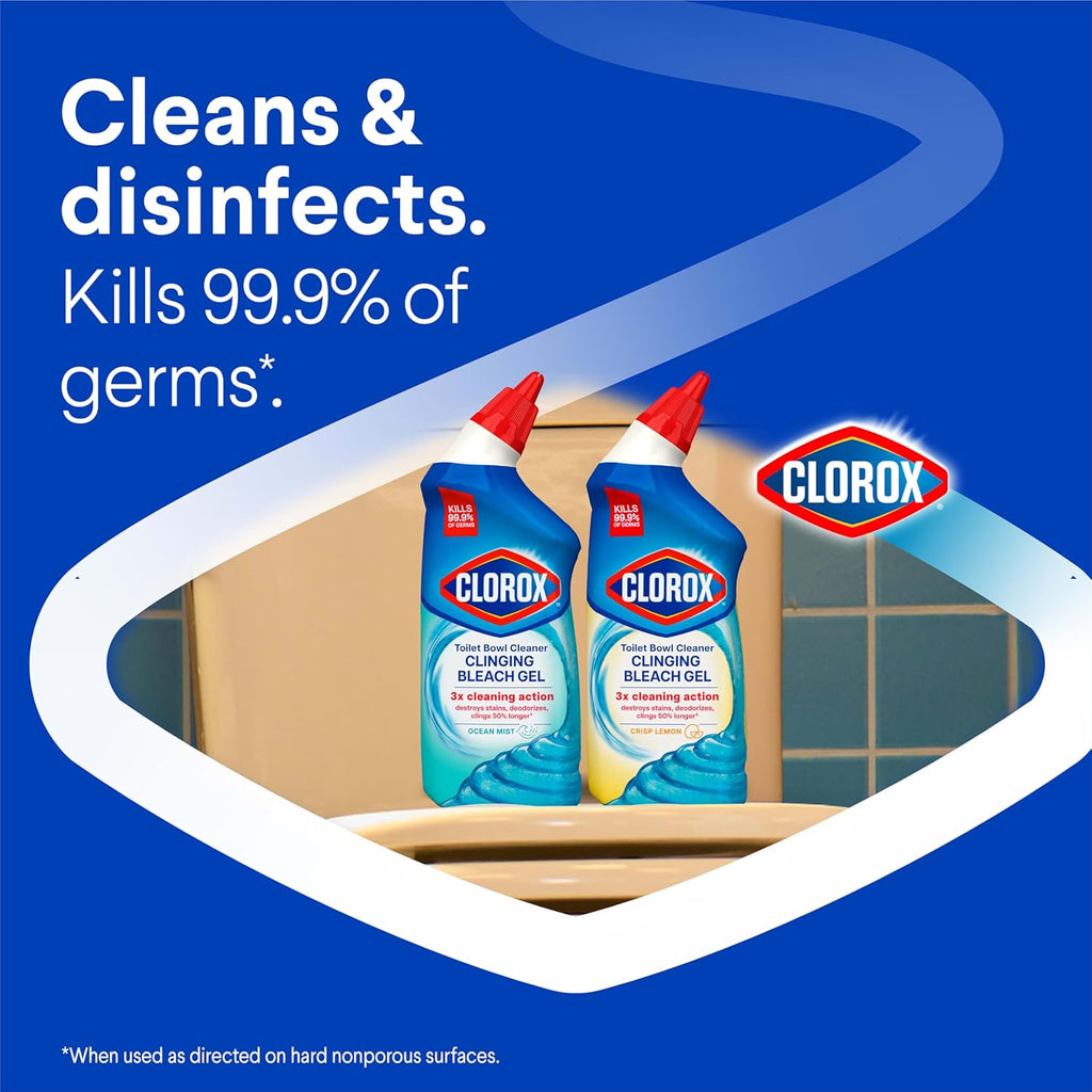 Clorox Toilet Bowl Cleaner Clinging Bleach Gel with Ocean Mist Scent