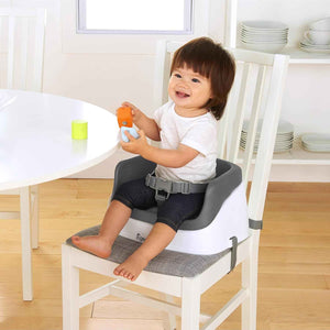 Ingenuity SmartClean Toddler Booster Seat for Kitchen Chair with Lightweight Design, 3-Point Harness Strap, Slate Color