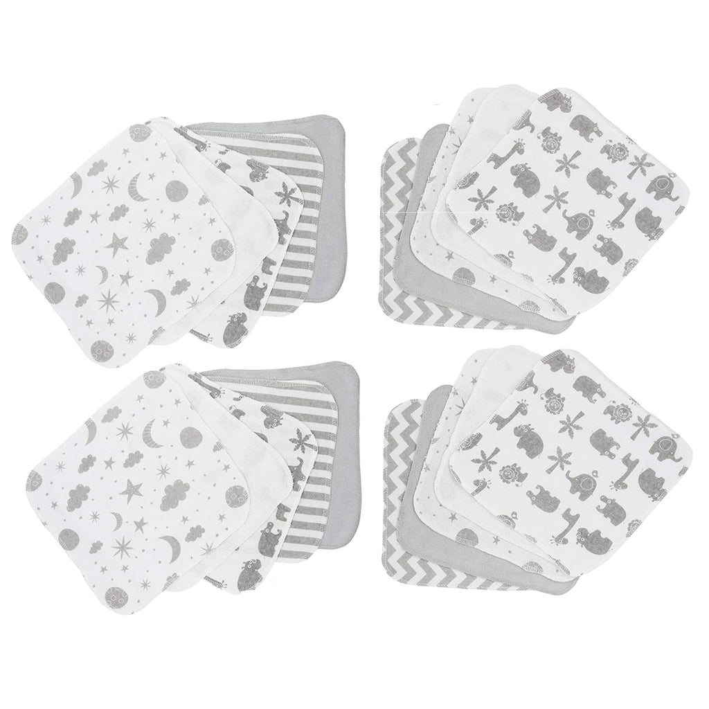 Spasilk newborn washcloths, 10-pack, 80% cotton, 20% polyester, 9x9 inches, various colorful prints