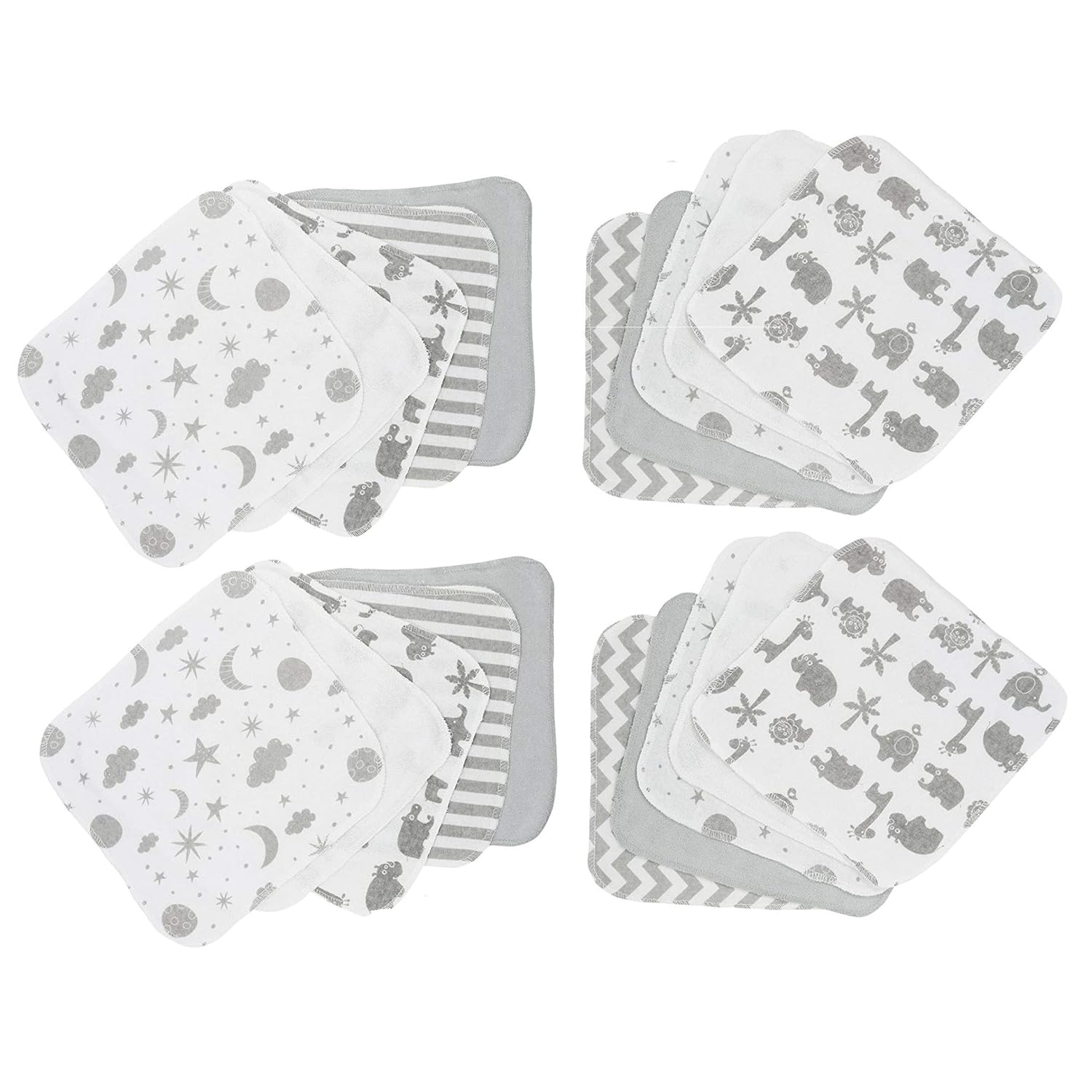 Spasilk newborn washcloths, 10-pack, 80% cotton, 20% polyester, 9x9 inches, various colorful prints