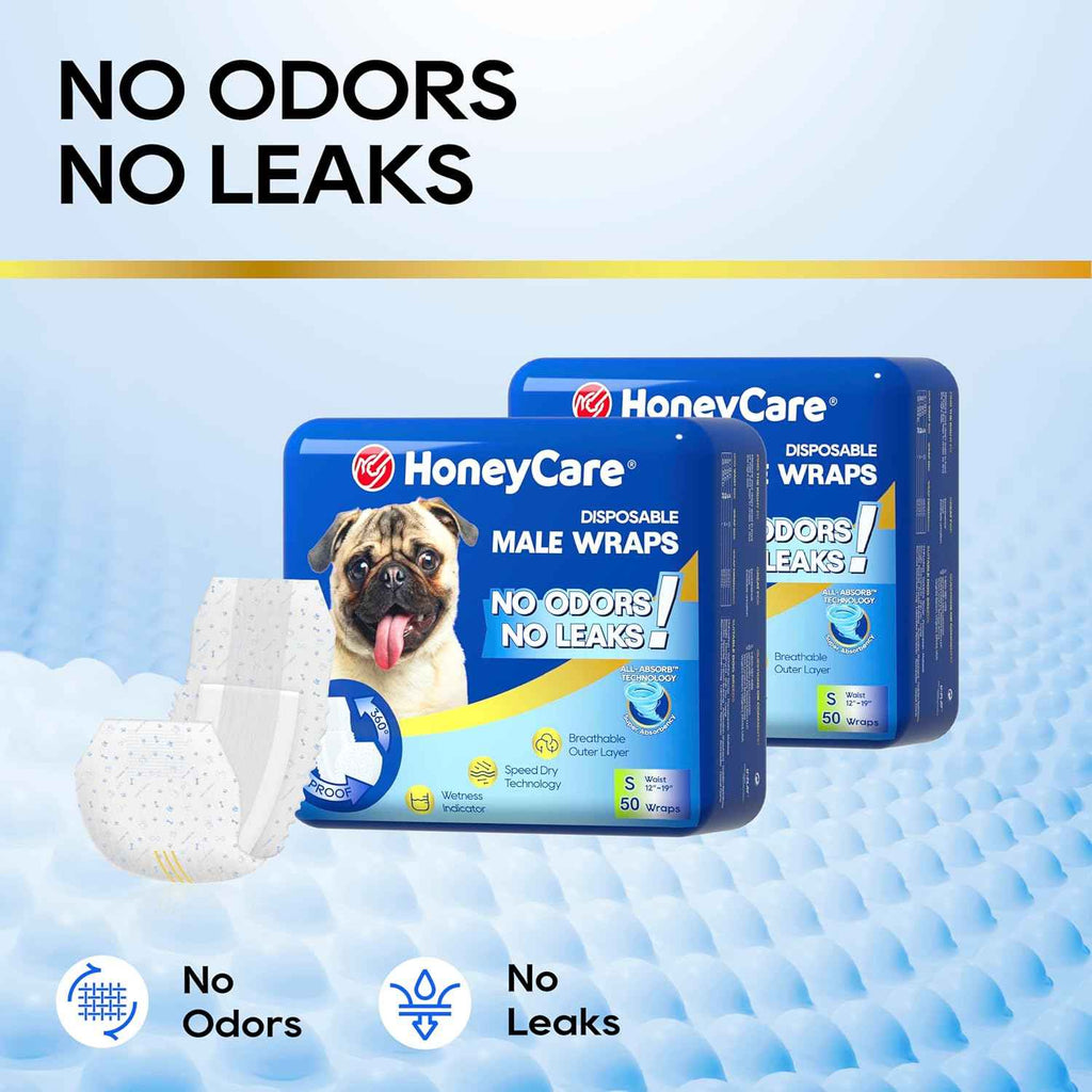 Honey Care all-absorb a26 small male dog wraps, 50 count, designed for small dogs