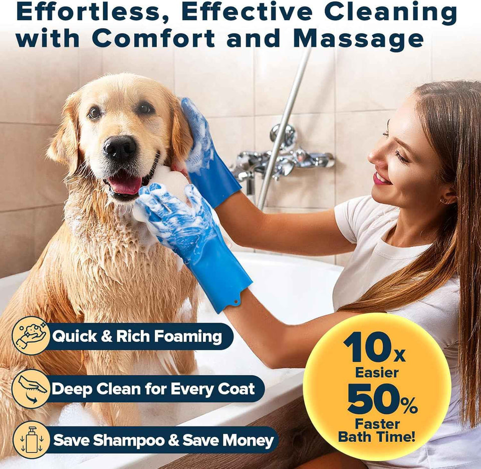navy blue pet grooming kit for dogs cats and horses dog washing gloves bath brush supplies