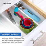 FARBERWARE 5-Piece Measuring Cup Set with Coffee Scoop, Durable Plastic Nesting Measuring Cups with Easy-Read Markings, BPA-Free, Dishwasher Safe