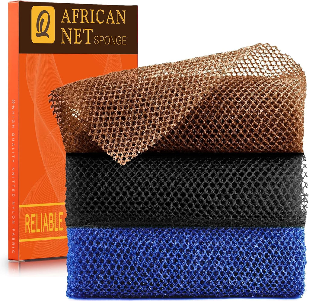 ujfqbh 3 pieces african bath sponge pink yellow purple exfoliating shower body scrubber