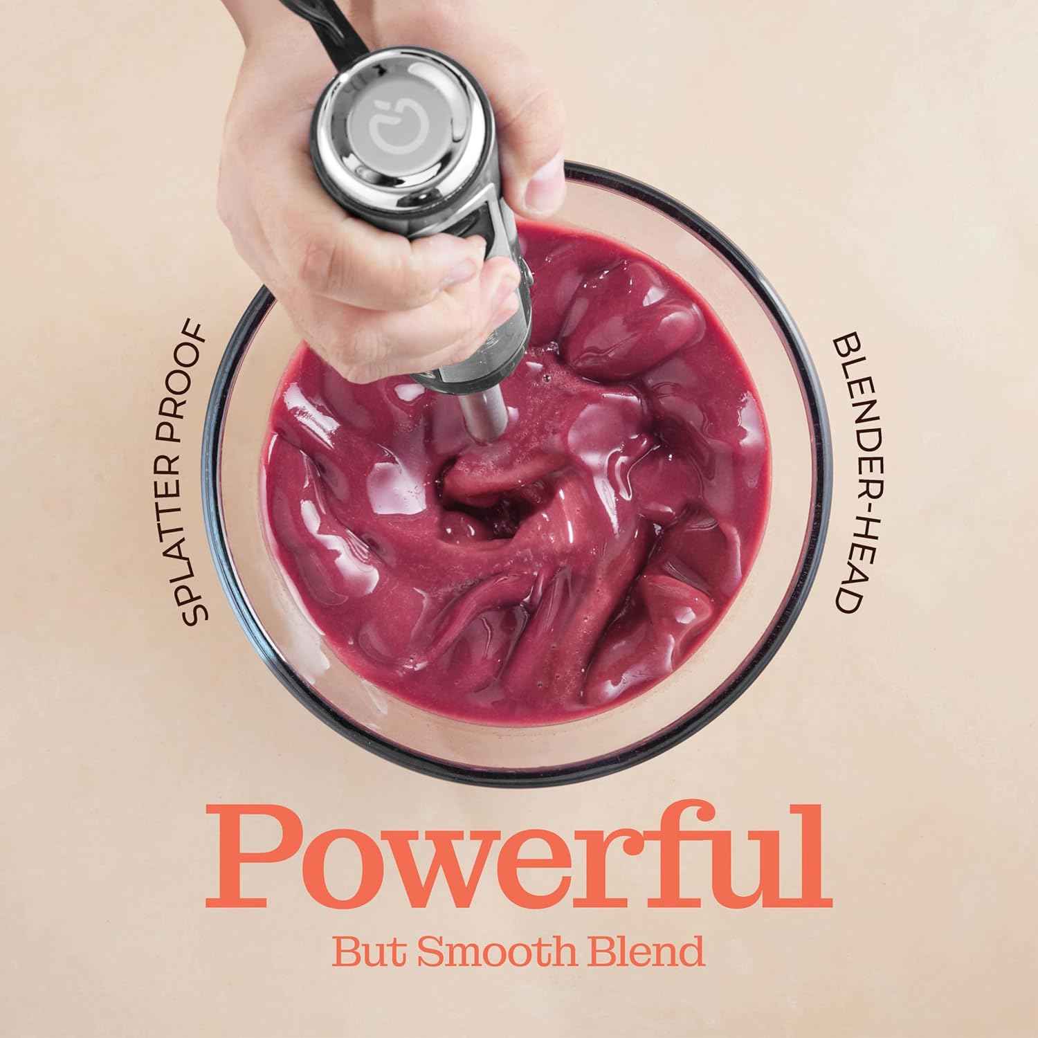 Powerful 500 Watt Immersion Blender with Turbo Mode, Detachable Base, 304 Stainless Steel Blades