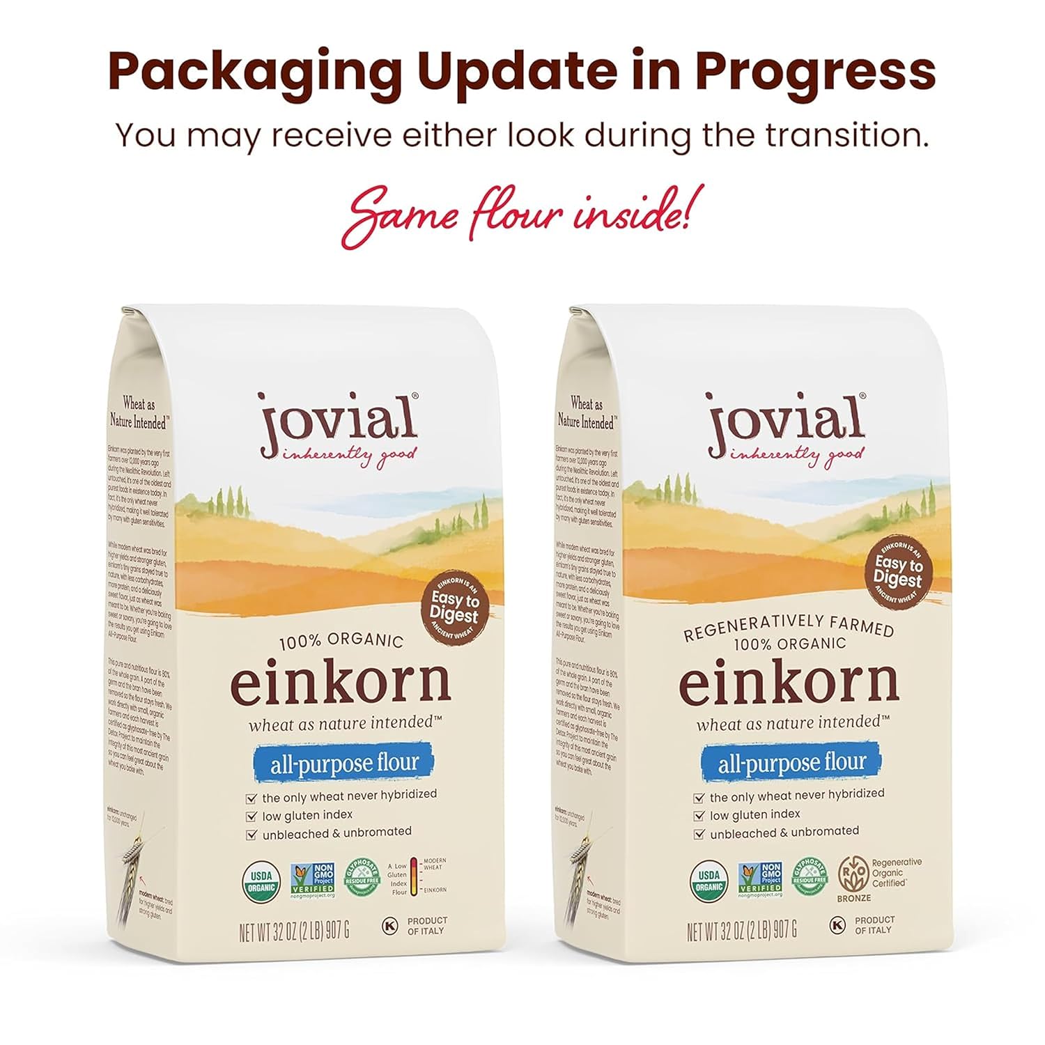 Jovial 32 oz Organic Einkorn Unbleached All Purpose Flour for Sourdough Pizza Pasta European Italian Bread Baking
