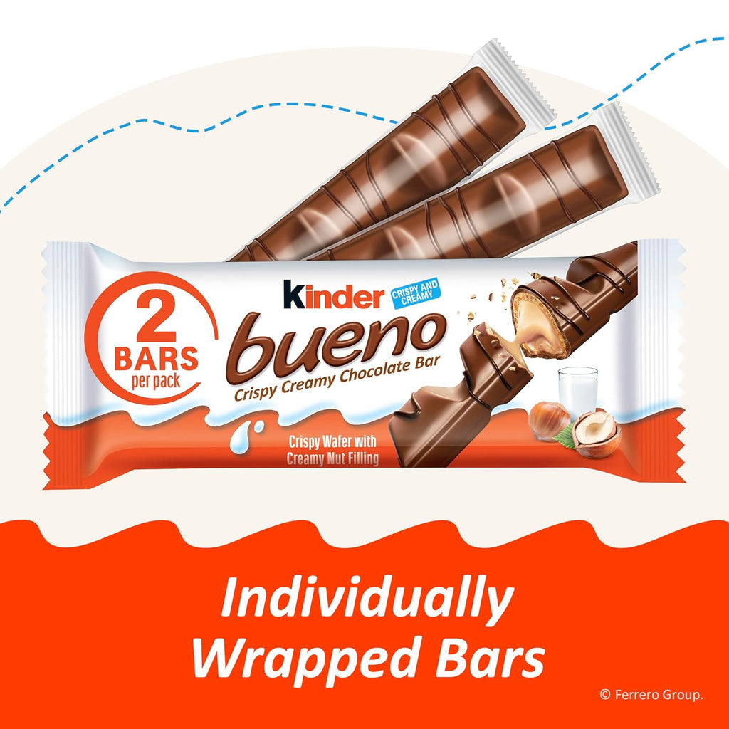 kinder bueno milk chocolate bars with hazelnut cream bulk 20 pack