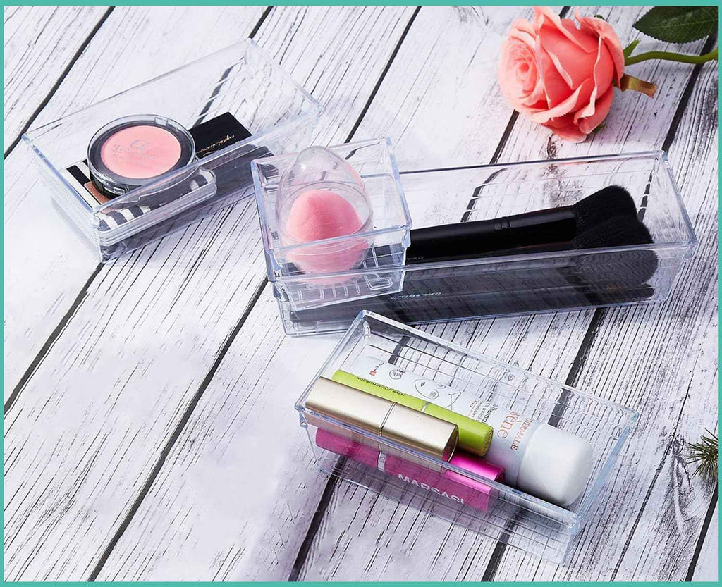 DCA Clear 6 Pack Acrylic Organizer Trays for Makeup Cosmetics Office Storage