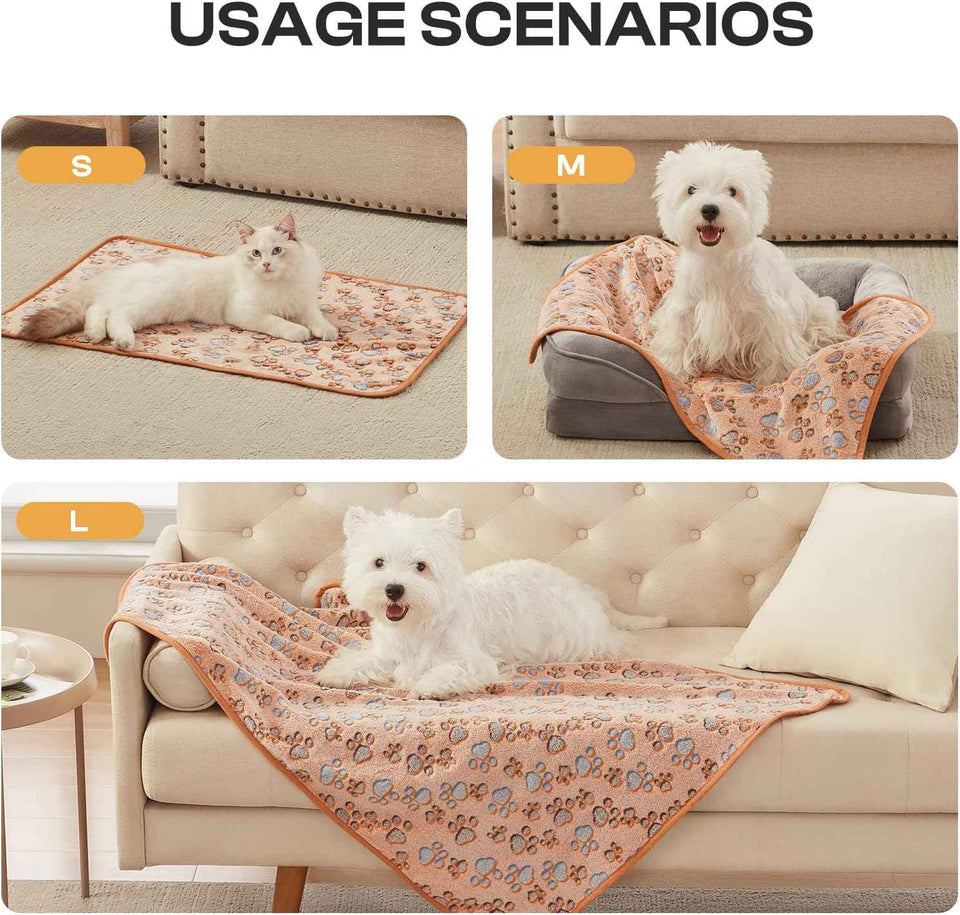 Premium Fleece Pet Blanket Flannel Throw Soft Fluffy Blankets for Dogs Cats Brown/Pink/White Small