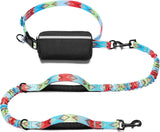 iYoShop hands-free dog leash with zipper pouch and dual padded handles for medium and large dogs (large, 25-120 lbs, black)