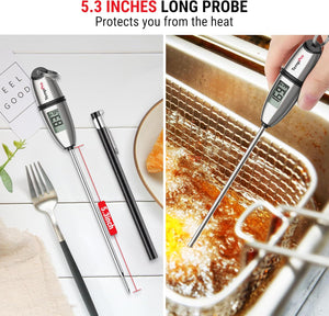 TempPro TP02S Digital Food Thermometer for Cooking Bread Baking Sourdough Liquids, Meat Thermometer Digital with Super Long Probe for Kitchen BBQ Yogurt Candy Making Accessory (Previously ThermoPro)