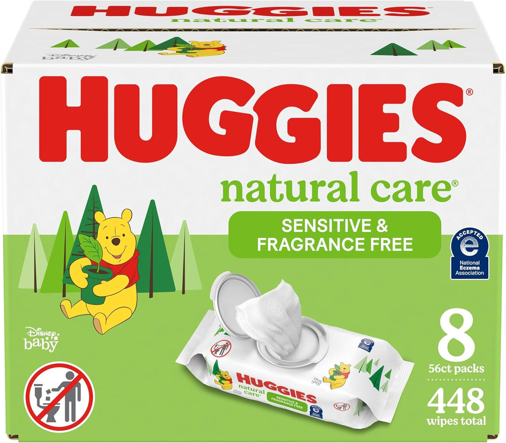 Huggies Natural Care Sensitive Baby Wipes, Unscented, Hypoallergenic, 6 Flip-Top Packs (288 Wipes Total)