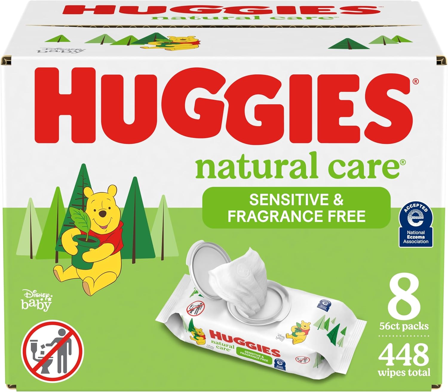 Huggies Natural Care Sensitive Baby Wipes, Unscented, Hypoallergenic, 6 Flip-Top Packs (288 Wipes Total)