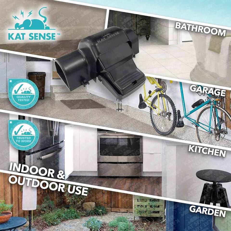 Rat and Chipmunk Traps, Dual Covered Tunneled Snap Traps, Prevent Accidental Triggering, Humane Kill, Reusable Pest Control for Rats and Mice, Indoor & Outdoor Use, 2 Pack Kat Sense