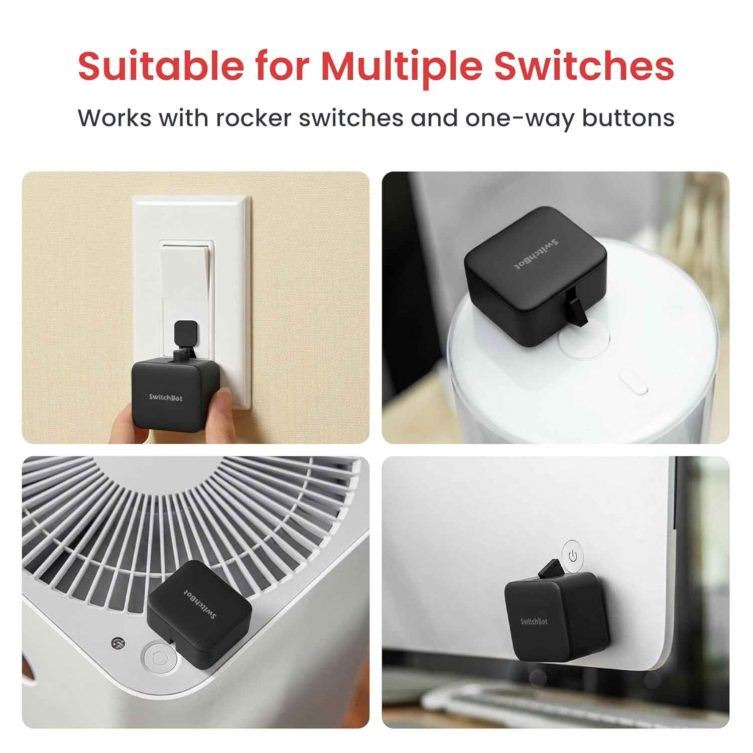 SwitchBot Smart Switch Button Pusher, Bluetooth Fingerbot for Rocker Switch, Automatic Light Switch, Timer and APP Control, Black