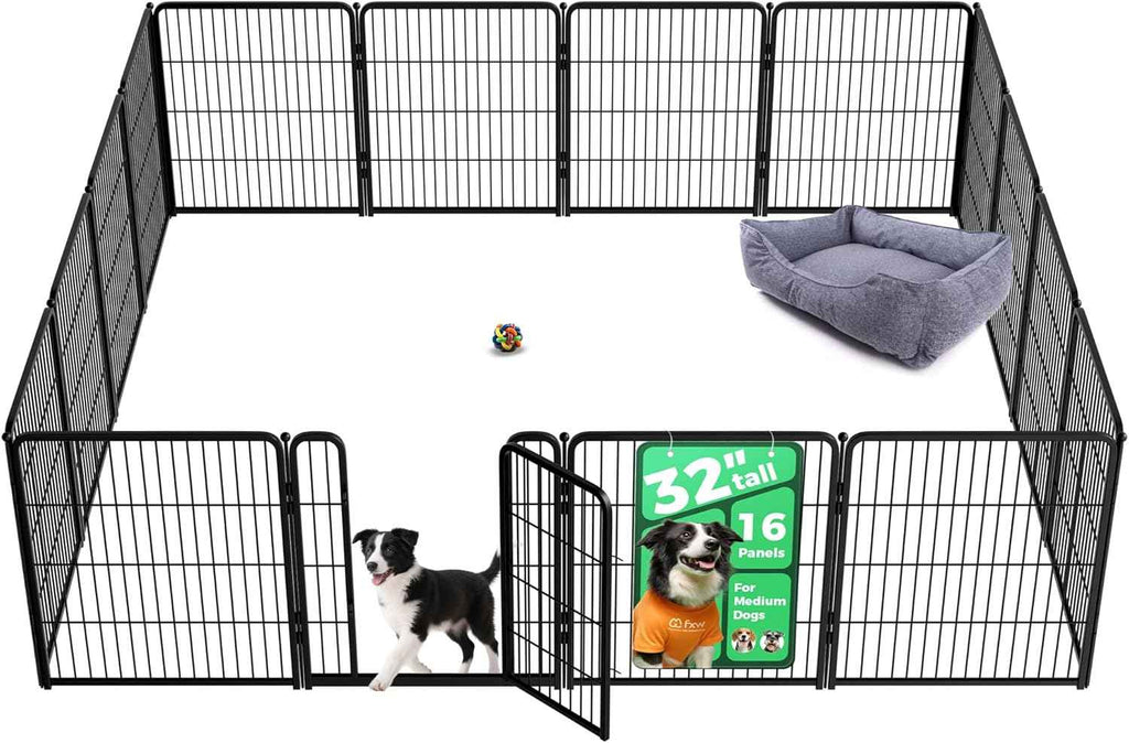 FXW Homeplus Unleashed Indoor Dog Playpen - Stress-Free and Safe Play, Heavy Duty 24 Inch 6 Panels Dog Pen for Puppy and Small Dogs, Black│Patented