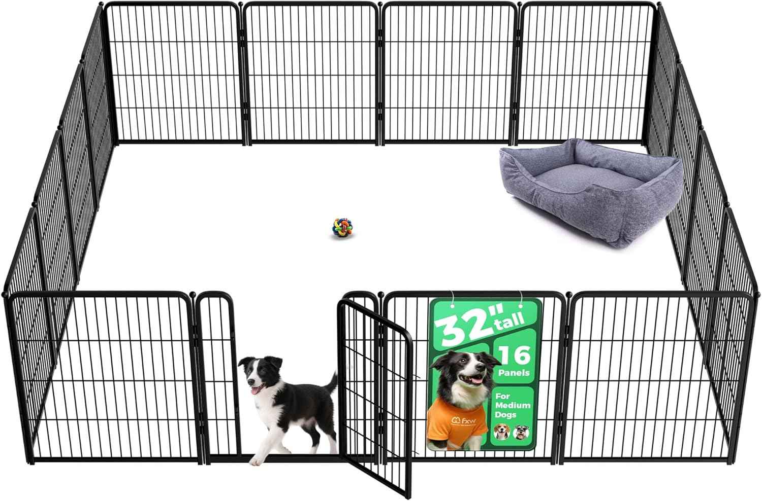 FXW Homeplus Unleashed Indoor Dog Playpen - Stress-Free and Safe Play, Heavy Duty 24 Inch 6 Panels Dog Pen for Puppy and Small Dogs, Black│Patented
