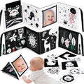 urmywo black and white baby toy, tummy time high contrast newborn toys 0-3 months, soft baby book