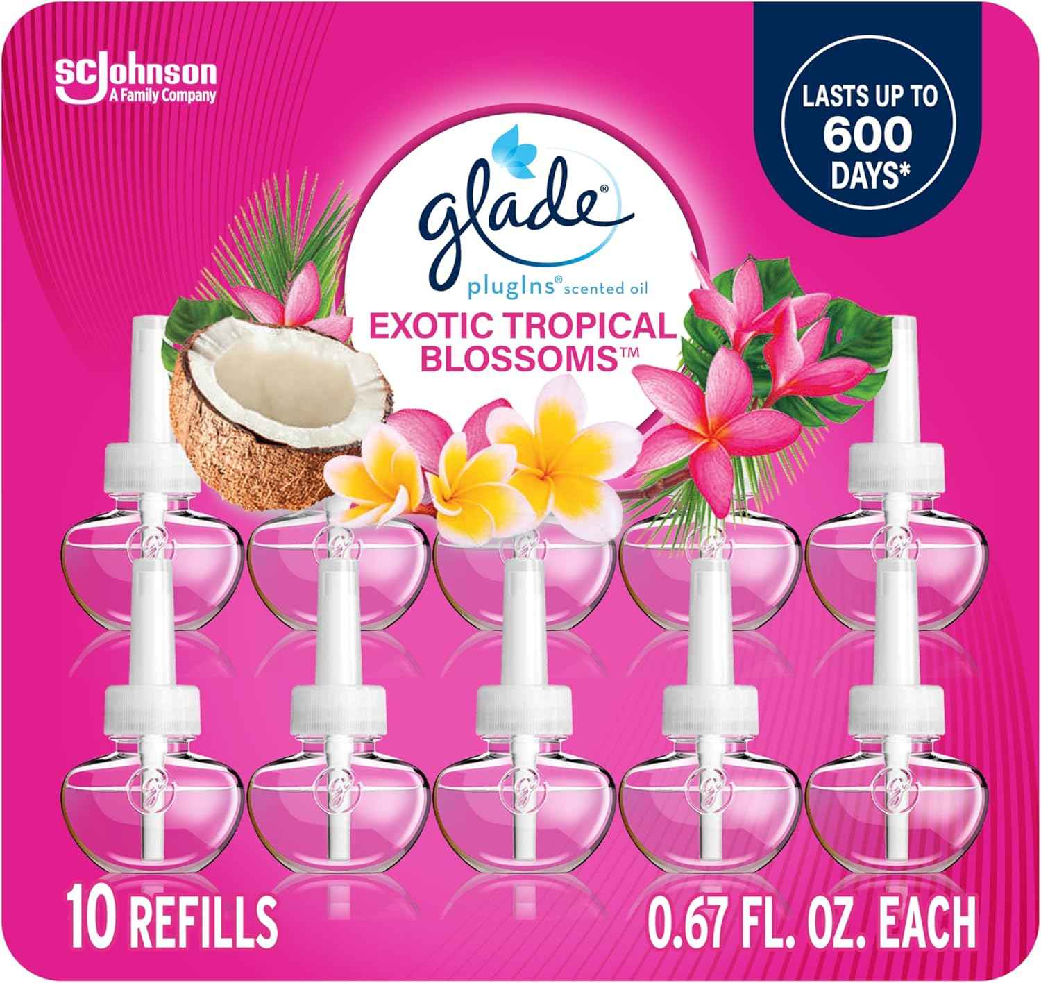 Glade PlugIns Refills Air Freshener, Scented and Essential Oils for Home and Bathroom, Aqua Waves, 6.7 Fl Oz, 10 Count