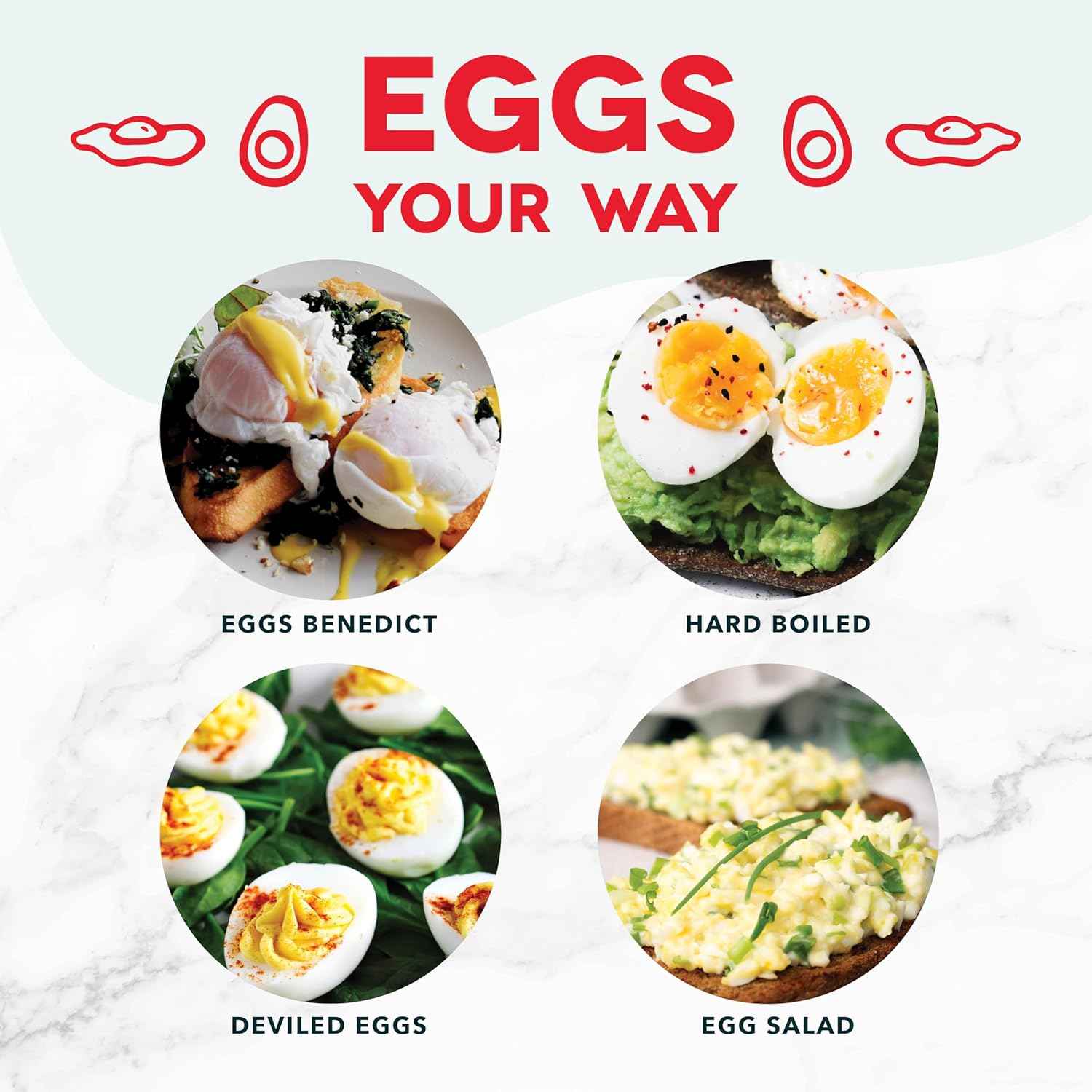 Rapid Egg Cooker: 6 Egg Capacity Electric Egg Cooker for Hard Boiled Eggs, Poached Eggs, Scrambled Eggs, Omelets