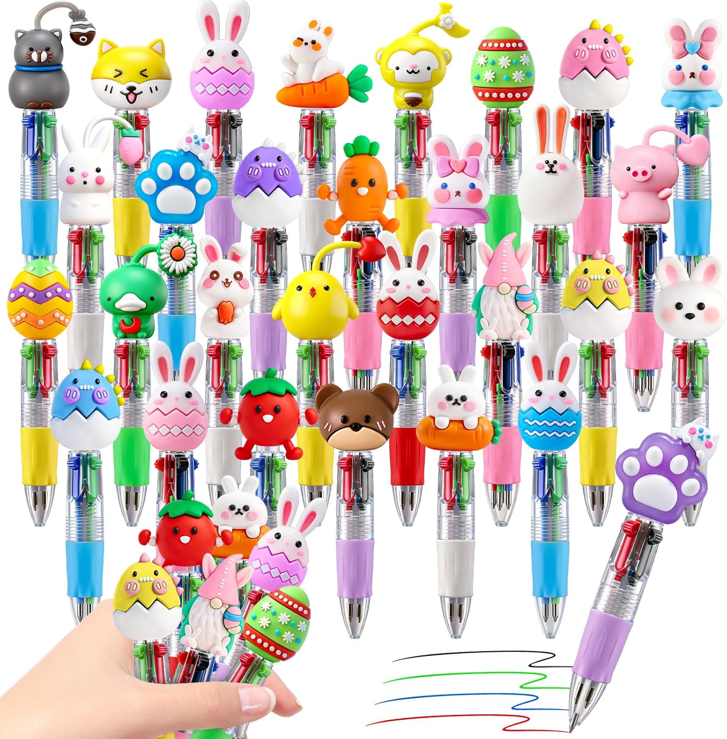 cZWZ 20Pcs Mini Multicolor Pens 4-in-1 Cute Ballpoint Pens for Kids Birthday Party Favors Gifts Teacher Supplies