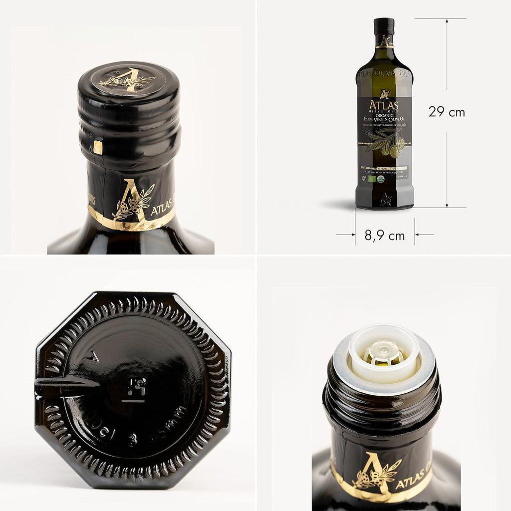 Atlas 1 LT Moroccan organic cold-pressed extra virgin olive oil with polyphenol rich, newly harvested, unprocessed from single family farm
